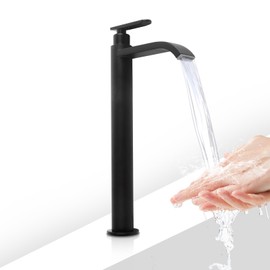 G1/2 304 Stainless Steel Single Cold Water Tap Bathroom Worktop Sink Tap Black Kitchen Bridge Tap for Home Kitchen Bathroom