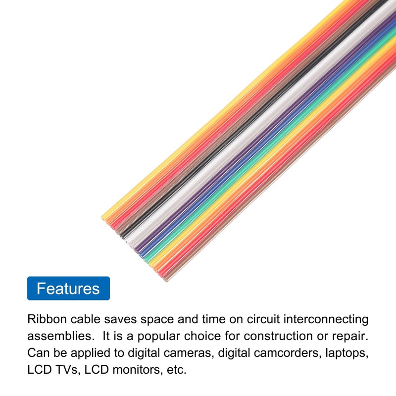 MECCANIXITY 1 Pcs 14 Pin Flat Rainbow Ribbon Cable 6.6