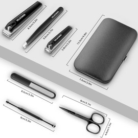 Nail Clipper Set, 6 Pcs Toenail Clippers, Stocking Stuffers for Men Women, Ultra-Sharp and Durable Manicure Kit, 18-Month Replacement Warranty!