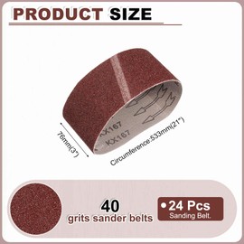 HARFINGTON 3 x 21 Inch Sanding Belts, 24 Pcs 40 Grits Aluminum Oxide Abrasive Belt Sander File Belt for Woodworking, Metal Polishing, Knife Sharpener