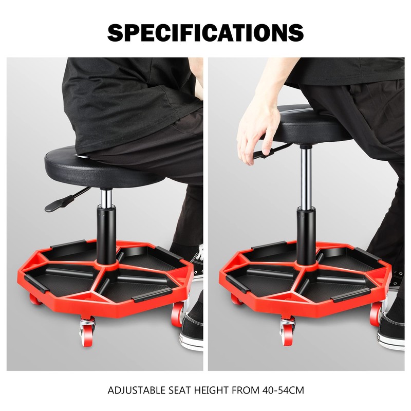DNA MOTORING TOOLS-00253 Adjustable Height Pneumatic Garage Seat Rolling Mechanic