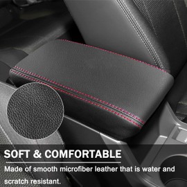 Center Console Armrest Cover for Subaru Crosstrek/ Impreza Accessories 2024 2025 2026 Leather Middle Console Cover Arm Rest Box Lid Protection Pad Interior Anti-Scratch Decoration (Red Stitches)
