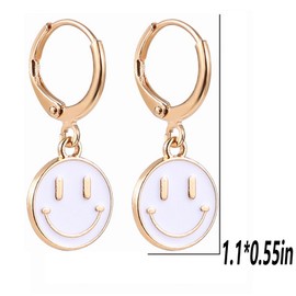 Smiley Face Earrings Huggie Hoop Y2K Preppy Happy Lightning Bolt Heart Star Small Dangle Colorful Gold White Red Pink Yellow Blue Jewelry