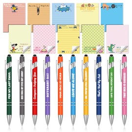 Spiareal 20 Pcs Funny Gifts Set Funny Pens Sarcastic Sayings Sticky Notes Funny Ballpoint Pens Humorous Note Pads Cute Funny Novelty Memo Pads Gifts for Nurse Teachers Office Supplies, 4 x 3 inches