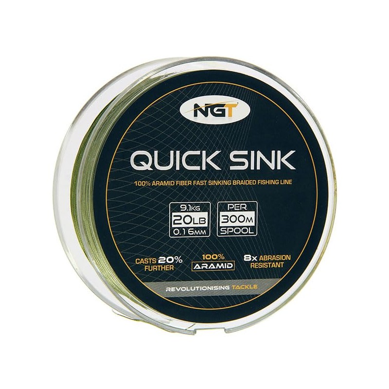NGT Spool Of 'Quick Sink' Moss Braid - Green, 25