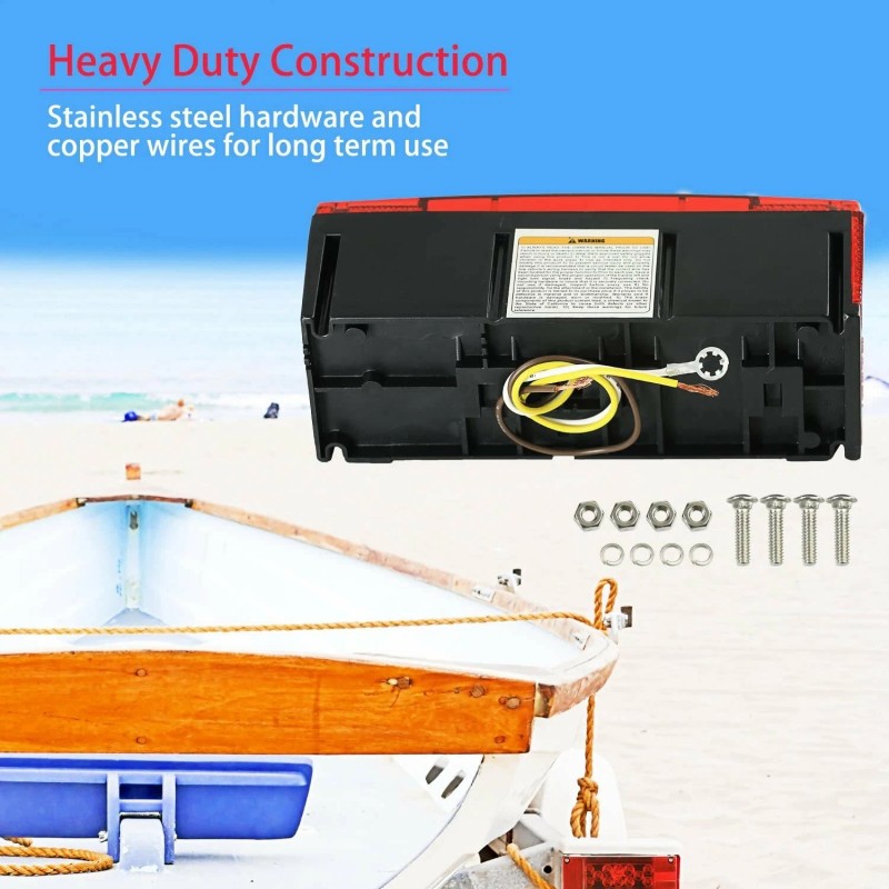 Wellmax 12V LED Trailer Lights, Submersible and Waterproof Low Profile...