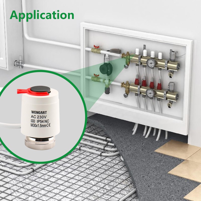Wengart Thermoelectric Actuator WG2212,AC230V Normally Closed M30*1,5 Thread,Work for Underfloor