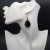 THEPRETTYBITS Black Agate Teardrop Earrings, Beaded Natural Gemstone, Long Dangle