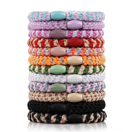 Kisvic Hair Scrunchies, Pack of 12 Hair Bobbles Women's Multicoloured, Fashion Braided Hair Ties, Elastic Hair Bands for Women/Girls/Children, Thick and Curly Hair