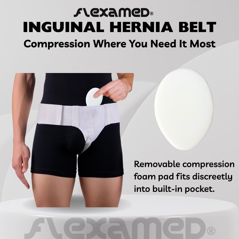 FlexaMed Right Side Inguinal Groin Hernia Truss with Compression Pad