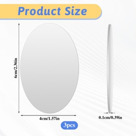 Bruislard 3 Pack Mirror Decal for Phone Oval Cellphone Stick-On Mirrors Smartphone Charm Mirror Sticker Phone Acrylic Adhesive Make up Mirrors for Cellphone Back Decor Silver
