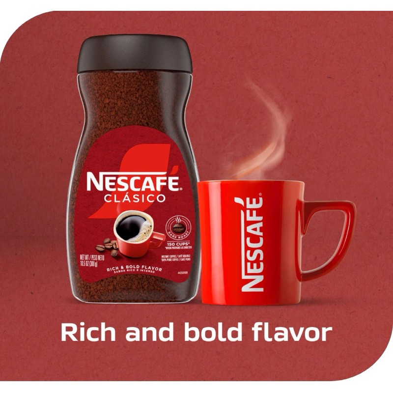 NESCAFÉ CLÁSICO Dark Roast Coffee, Instant Coffee, 10.5 oz, 1