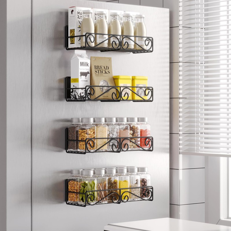 Hoopoton 4 Pack Magnetic Spice Rack for Refrigerator