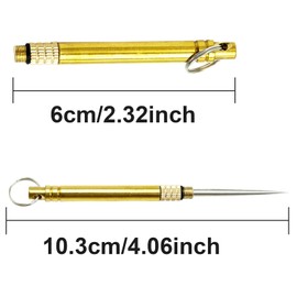 2Pcs Portable Titanium Toothpicks Metal Toothpick with Protective Holder Key Ring Fruit Stick Stainless Steel Toothpicks for Outdoor Picnic and Camping (Brass)