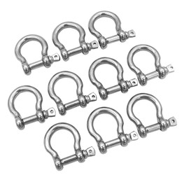 POFET Pack-of-10 M4 D Bow Ring Shackle Locks 304 Stainless Steel for Heavy Duty Rigging, Hauling, Steel Chain Link