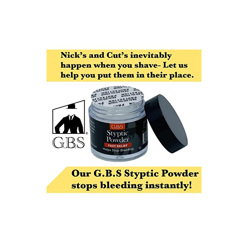 GENTS Styptic Powder .18 oz Twist off Cap and Protective