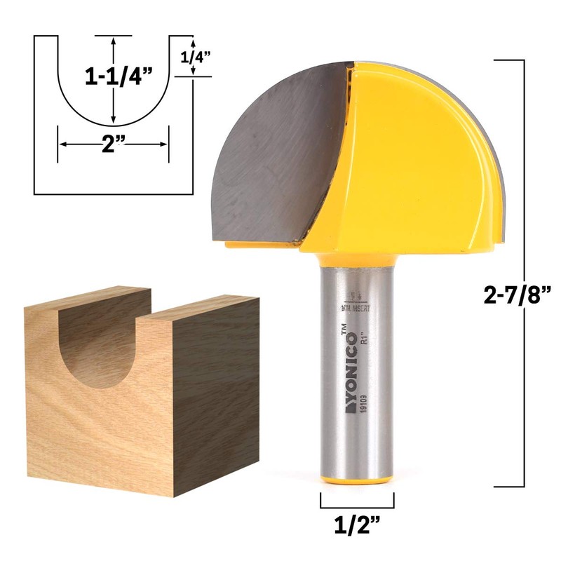YONICO 19109 2-Inch Diameter Core Box Router Bit 1/2-Inch Shank