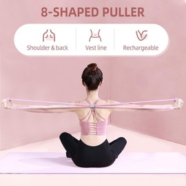 2PCS Figure 8 Resistance Band Set, Included 1pcs Figure 8 Resistance Band + 1pcs Hip Elastic Band; Yoga Gym Fitness Pulling Rope, 8 Word Elastic, Pilates & Toning Home Gym Equipment (Gray-(25Pounds))
