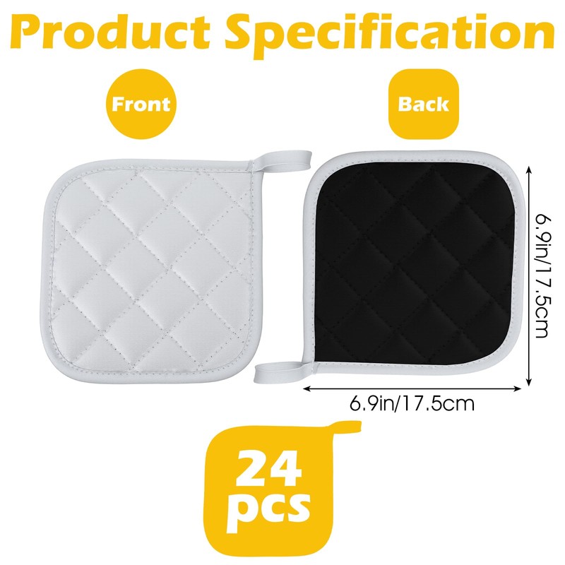 24 Pcs Pot Holders Bulk for Kitchen Heat Resistant, 7X