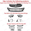 ROKY 10PC For Elantra 2011-2013 Front Chrome Grille Mesh Fog