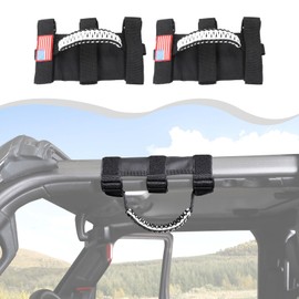 HTHE Grab Handles Grip Handle Roll Bar Grab Handle for Jeep Wrangler JK JL JT YJ TJ 1992-2023 Interior Accessories (2Pcs,with USA Flag Pattern,Oxford) White