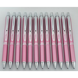 Pentel EnerGel Alloy RT - .7mm Metal Tip, Black Ink, Pink Barrel (Lot of 12)