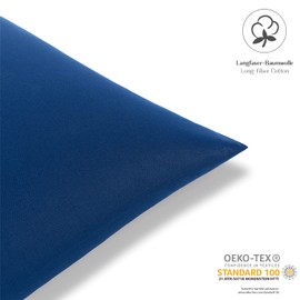 Alreya Renforcé Pillowcase, 100% Cotton, Super Soft Pillowcase with YKK Zip, Pillow Slip Only, 80 x 80 cm, Blue