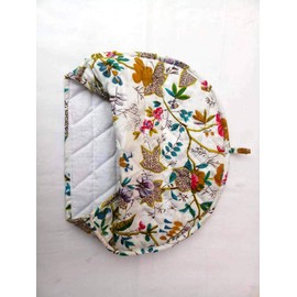 Tea Cozy Cover White Hand Block Winter Tea Cozy Cotton Tea Kettle Warmer Pot Cover Hot Coffee Cover Handamde Kitchen Decor (1 pcs lot, White Bird Floral)