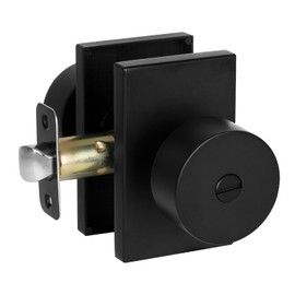 HOSOM Matte Black Door Knob, Privacy Door Knob with Lock, Keyless Interior Door Knob for Bedroom Bathroom, Rectangle Door Knob Door Handle Door Lock