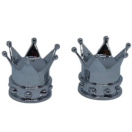 Set of 2 Valve Caps – Crown – in Silver for Motorcycle