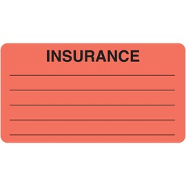 Insurance Chart Label for Patient Files, Fluorescent Red, 3-1/4” x 1-3/4”, 250 Stickers/Box, Permanent Adhesive, Multi-Field Documentation Tracker, Doctor Stuff