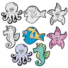 Fun Express Bulk 48 Piece Color Your Own Fuzzy Under The Sea Magnets