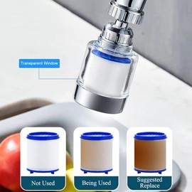 3Pcs Faucet Water Filters, Sink Tap Carbon Water Filtration Purifier for Chlorine Fluoride Heavy Metals Hard Water