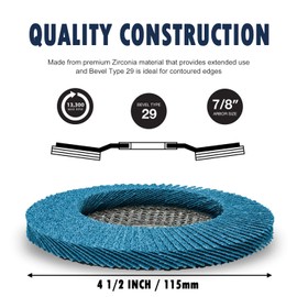 vuwo Flap Discs - Zirconia Flap Disc 10 pack 40 Grit 4 1/2" x 7/8" inch Premium Abrasives for Type 29 Zirconia Abrasive Grinding Wheel Angle Grinder and Flap Sanding Disc