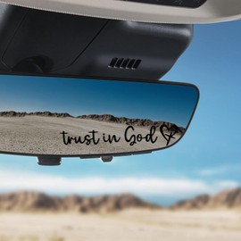 QZTYTY 3PCS Trust in God Rearview Mirror Decal, Car Mirror Stickers, Auto Rear View Mirror Decal, Car Accessories Self Affirmations Decal Universal for Bumper Window Mirror Water Bottle (Black)