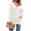 QUALFORT Women's 100% Cotton Cardigans for Women Lantern Sleeve Oversized