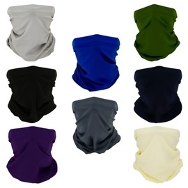 SMEHCF 8 Cooling Neck Gaiters Multipurpose Bandanas for Women Men Headband Balaclava Hair Head Scarf Face Half Mask Royal Navy Blue Black Dark Light Gray Army Green Beige Purple