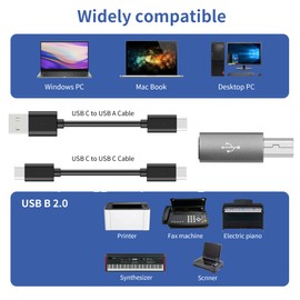 YACSEJAO USB C to USB B Adapter 4-Pack USB C Female to Printer Male Converter Adapter Compatible with MIDI，Printers，Electric Piano and Synthesizers Devices