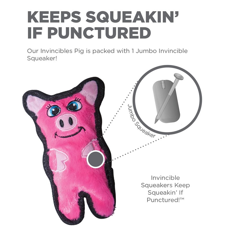 Outward Hound Invincibles Mini Pig Plush Dog Toy, XS