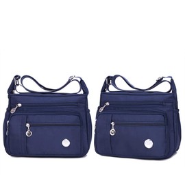 KEEPOP Crossbody Bag for Women, Multi Pocket Waterproof Lightweight Nylon Purse Shoulder Bag Blue S