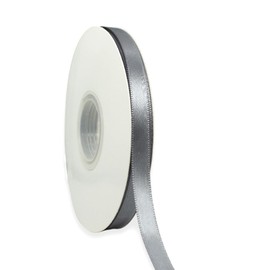 Grey Ribbon 3/8 Inch x 50 Yards Satin Ribbon Continuous, Single Face, for Crafts, Gift Wrapping, Floral Bouquet, Weddings, and Decorations, with Spool