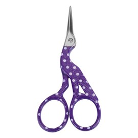 Embroidery Scissors, Classic Stork Scissors Stainless Steel Sharp Tip Scissor for Embroidery Craft Needle Work Art Work Everyday Use 3.6 x 1.7in(Point White Purple)