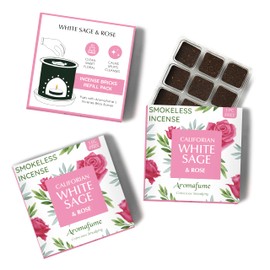 White Sage & Rose Incense Bricks (3 x 9 Bricks Each) by Aromafume - Salvia Apiana & Rose Extracts. Accentuates Romance, Intimacy & Positivity. Low Smoke, Non Toxic Incense Bricks | Refill Pack