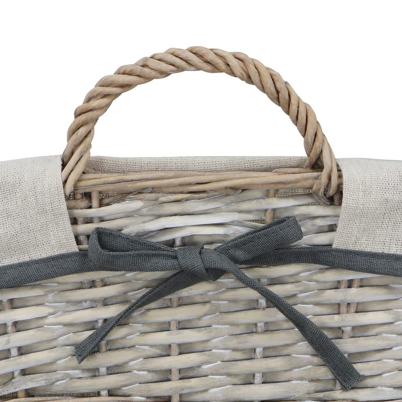 JVL Arianna Rectangular Willow Storage Basket, Grey Wash