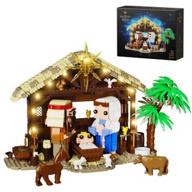 Jesus Building Block Set, The Nativity Set,Compatible with Lego,Jesus Building Toy of Faith Series, Bible Story Jesus Figures with LED Light, Christmas, Christian Gift for Adults and Kids (1000 PCS)