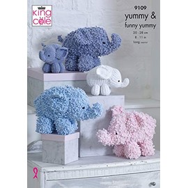 King Cole 9109 Knitting Pattern Childrens Toy Elephants in Funny Yummy and Yummy