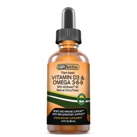 Vegan Vitamin D3 & Omega 3-6-9 Liquid Drops with Ahiflower Oil, Citrus, 2 fl oz