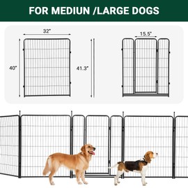 Dog Playpen,40 Inch(H) 21 Ft(L) 8 Panels Dog Fence Indoor/Outdoor,Heavy Duty Metal Pet Puppy Exercise Pen, Wide Door Low Threshold,Portable Pet Playpen for Rv Camping Garden Yard