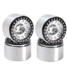 RCLions Aluminum Alloy 1.9 Beadlock Wheels Rims 35mm for SCX10 D90 TRX4 1/10 RC Crawler Car-Pack of 4pcs (Black)