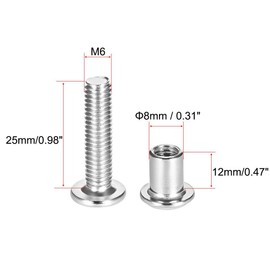 TA-VIGOR 5 Sets Furniture Connecting Screws Bolts, M6 x 25mm Binding Screws Posts Belt Buckle Binding Bolts, Hex Socket Fasteners for Kitchen Cabinet Cupboard Furniture Connectors